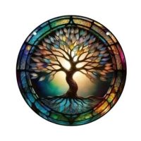 Závesná okrúhla vitráž - Strom života - Sloboda