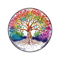 Závesná okrúhla vitráž - Strom života - Múdrosť