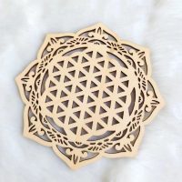 Drevený ornament 15 cm - Mandala - Lotosový kvet