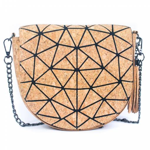 Foto - Polkruhová crossbody korková kabelka - Geometrické tvary