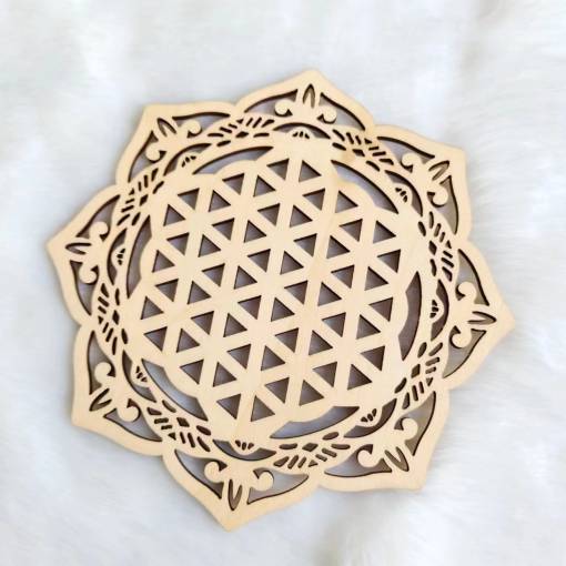 Foto - Drevený ornament 15 cm - Mandala - Lotosový kvet