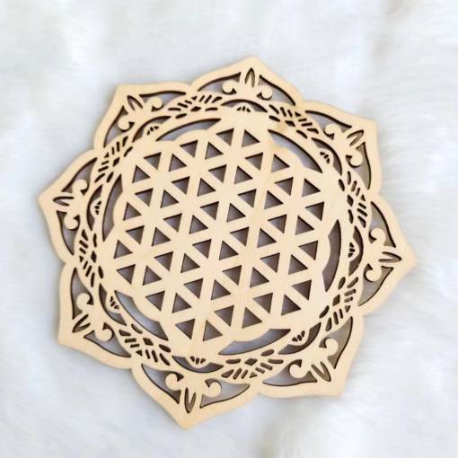 Foto - Drevený ornament 30 cm - Mandala - Lotosový kvet